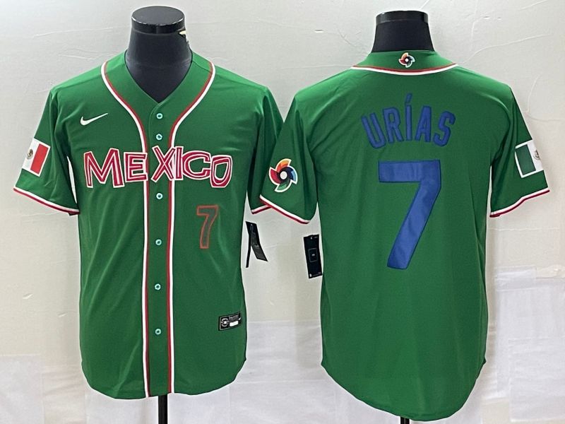 Men 2023 World Cub Mexico #7 Urias Green blue Nike MLB Jersey10